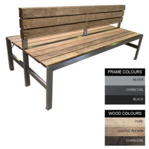 Slimline Bench – Steel and Wood – Adj. Feet – 45x180x98cm – Colour Options – SLBD4641PC