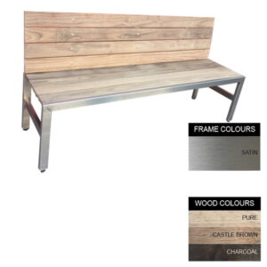 Slimline Bench – Stainless Steel 304 and Wood – Adj. Feet – 45x180x49cm – Colour Options – SLB4241S