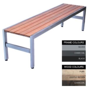 Slimline Bench – Steel and Wood – Adj. Feet – 45x150x45cm – Colour Options – SL4631PC