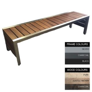 Mall Bench – Steel and Wood – Adj. Feet – 45x240x51cm – Colour Options – ML4661PC