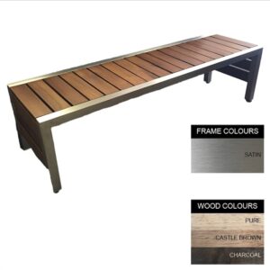 Mall Bench – Stainless Steel 304 and Wood – Adj. Feet – 45x150x51cm – Colour Options – ML4231S