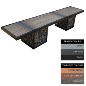 Gabion Bench – Steel and Composite – 45x180x49cm – Colour Options – GBO4641PC
