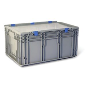 Plastic Crate – Utility Box – Base and Lid – SABS Approved – 51L – Grey – Pack of 45 – KLT6428-withLID