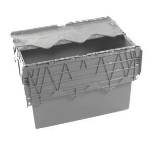 Plastic Crate – Hinged Lid – SABS Approved – 70L – Grey – Pack of 80 – AT64400-grey