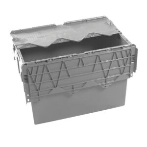 Plastic Crate – Hinged Lid – SABS Approved – 70L – Grey – Pack of 80 – AT64400-grey