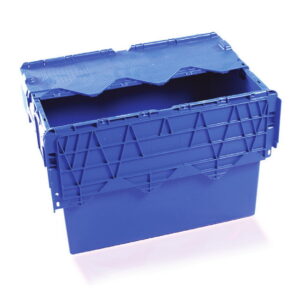 Plastic Crate – Hinged Lid – SABS Approved – 70L – Blue – Pack of 80 – AT64400-blue