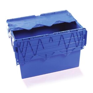Plastic Crate – Hinged Lid – SABS Approved – 70L – Blue – Pack of 80 – AT64400-blue