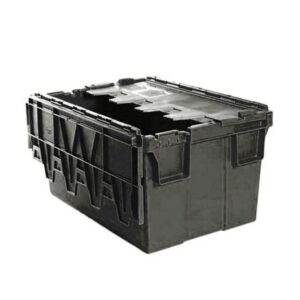 Plastic Crate – Hinged Lid – 55L – Recycled Plastic – Black – Pack of 80 – AT64315-black