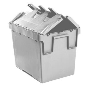 Plastic Crate – Hinged Lid – SABS Approved – 26L – Grey – Pack of 180 – AT43315-grey