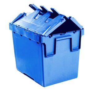 Plastic Crate – Hinged Lid – SABS Approved – 26L – Blue – Pack of 180 – AT43315-blue