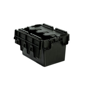 Plastic Crate – Hinged Lid – 6.4L – Recycled Plastic – Black – Pack of 100 – AT32182R-black
