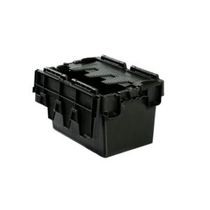 Plastic Crate – Hinged Lid – 6.4L – Recycled Plastic – Black – Pack of 100 – AT32182R-black