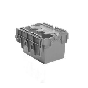 Plastic Crate – Hinged Lid – SABS Approved – 6.4L – Grey – Pack of 100 – AT32182-grey