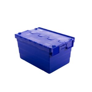 Crate – Security Container – Plastic ALC – Attached Hinged Lid – 68L – 60 x 40 x 36.5cm – Blue – ALC-365-Blue