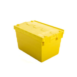 Crate – Security Container – Plastic ALC – Attached Hinged Lid – 52L – 60 x 40 x 32cm – Yellow – ALC-320-Yellow
