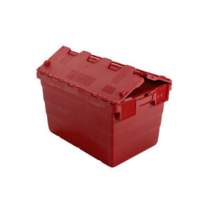 Crate – Security Container – Plastic ALC – Attached Hinged Lid – 52L – 60 x 40 x 32cm – Red – ALC-320-Red