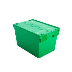 Crate – Security Container – Plastic ALC – Attached Hinged Lid – 52L – 60 x 40 x 32cm – Green – ALC-320-Green – MOQ 500