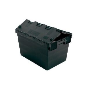Crate – Security Container – Plastic ALC – Attached Hinged Lid – 52L – 60 x 40 x 32cm – Black – ALC-320-Black
