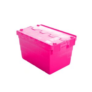 Crate – Security Container – Plastic ALC – Attached Hinged Lid – 7L – 30 x 20 x 18.4cm – Pink – ALC-185-Pink