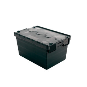 Crate – Security Container – Plastic ALC – Attached Hinged Lid – 7L – 30 x 20 x 18.4cm – Black – ALC-185-Black – MOQ 500