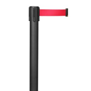 Retractable Queue Barrier Pole – Red Belt – Mild Steel – 350 x 930mm – HOSQ006RED