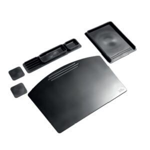 Desk Pad Set – Executive Rubber Range – Letter Tray – Desk Pad – Pen Cup – Coasters – Black – 939BL
