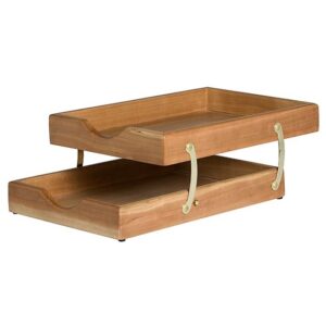 Letter Tray – Double – Executive Wooden Range – 345 x 26.8 x 16 cm – Cherry – 921CH