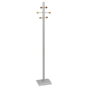 Coat and Hat Stand – Steel – 6 Wooden Balls – 32 x 27 x 175 cm – Silver – 822SI