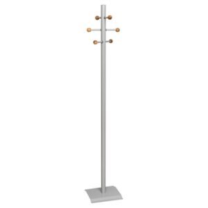 Coat and Hat Stand – Steel – 6 Wooden Balls – 32 x 27 x 175 cm – Silver – 822SI