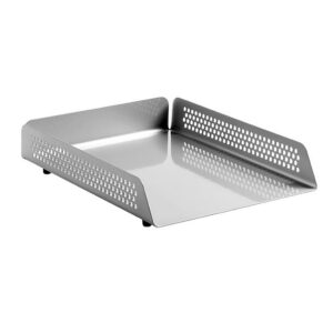 Single Letter Tray – Round Perforated Steel Range – Metal – 35 x 25 x 6.5 cm – Silver – 801SI