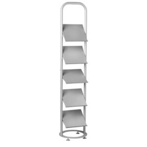 Steel Magazine Holder – Floor Standing – 5 Tilting Shelves – 41 x 41 x 194 cm – Silver – 248SI