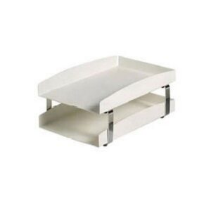 Letter Tray – Double – Life Steel Range – Metal – 35 x 25 x 17 cm – White and Chrome – 202WCH
