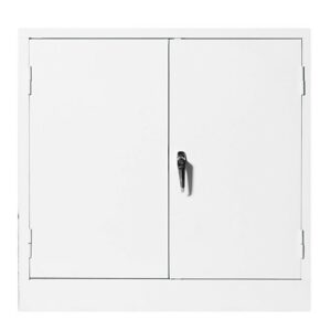Steel Stationery Cupboard – Metal Storage Cabinet – 2 Shelves – White – Medical – 90 x 90 x 45 cm – SC004-white