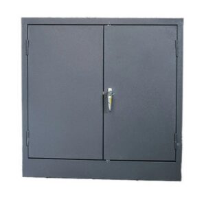 Steel Cupboard – Metal Stationery – 2 Shelves – Hammertone Grey – Knock Down (Requires Assembly) – 90 x 90 x 45 cm – SC004KD-grey