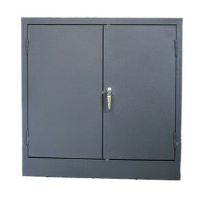 Steel Stationery Cupboard – Metal Storage Cabinet – 2 Shelves – Hammertone Grey – 90 x 90 x 45 cm – SC004-grey