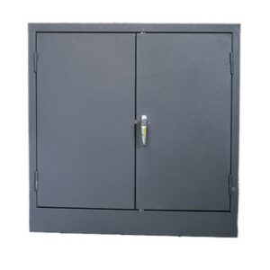 Steel Stationery Cupboard – Metal Storage Cabinet – 2 Shelves – Hammertone Grey – 90 x 90 x 45 cm – SC004-grey
