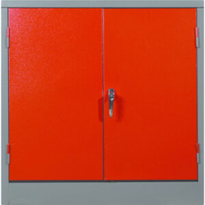 Steel Stationery Cupboard – Metal Storage Cabinet – 2 Shelves – Grey and Red – 90 x 90 x 45 cm – SC004-1-greyred