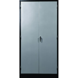 Steel Stationery Cupboard – Metal Storage Cabinet – 4 Shelves – Black and Silver – 180 x 90 x 45 cm – SC002-1-blacksilver