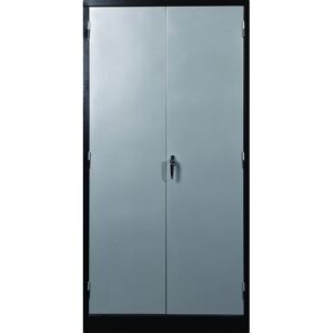 Steel Stationery Cupboard – Metal Storage Cabinet – 4 Shelves – Black and Silver – 180 x 90 x 45 cm – SC002-1-blacksilver