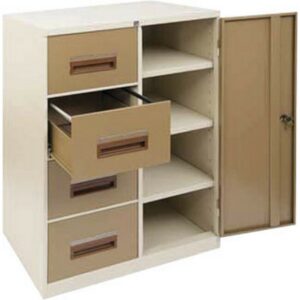 Steel Office Filing Cabinet and Cupboard – 4 Drawer File – 90 x 63 x 132 cm – FC44-ivorykaroo