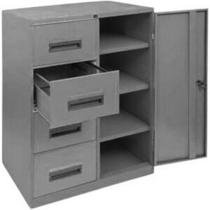 Steel Office Filing Cabinet and Cupboard – 4 Drawer File – 90 x 63 x 132 cm – FC44-grey