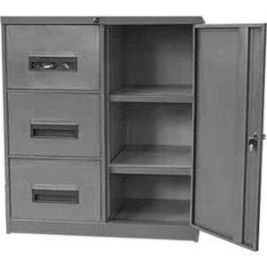 Steel Office Filing Cabinet and Cupboard – 3 Drawer File – 101.5 x 90 x 63 cm – FC33-grey
