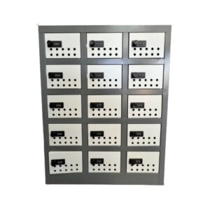 Steel Cell phone Locker – Metal – 15 Compartment – 73 x 57 x 30 cm – CELLOCK15-greyivory
