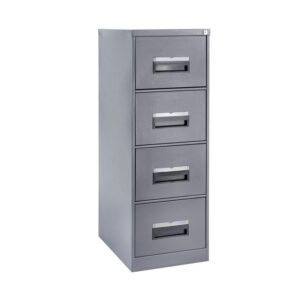 Steel Office Filing Cabinet – 4 Drawer File – Knock Down (Requires Assembly) – 130 x 47 x 63 cm – 4FC02KD-grey