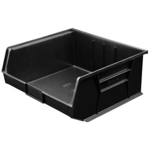 Stack & Hang Parts Storage Bin – Small Plastic Container – Size 8 – 37.5 x 42 x 18 cm – Black – BIN-8-BLACK