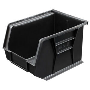 Stack & Hang Parts Storage Bin – Small Plastic Container – Size 6 – 28 x 21 x 18 cm – Black – BIN-6-BLACK