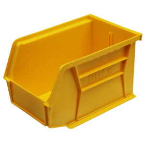 Stack & Hang Parts Storage Bin – Small Plastic Container – Size 4 – 21 x 14 x 13 cm – Yellow – BIN-4-YELLOW