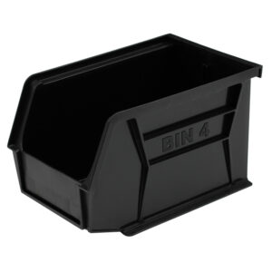 Stack & Hang Parts Storage Bin – Small Plastic Container – Size 4 – 21 x 14 x 13 cm – Black – BIN-4-BLACK