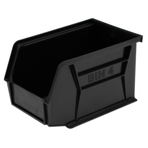 Stack & Hang Parts Storage Bin – Small Plastic Container – Size 4 – 21 x 14 x 13 cm – Black – BIN-4-BLACK