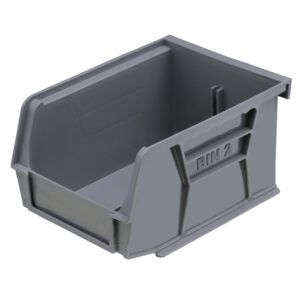 Stack & Hang Parts Storage Bin – Small Plastic Container – Size 2 – 13.5 x 10.5 x 7.5 cm – Grey – BIN-2-GREY